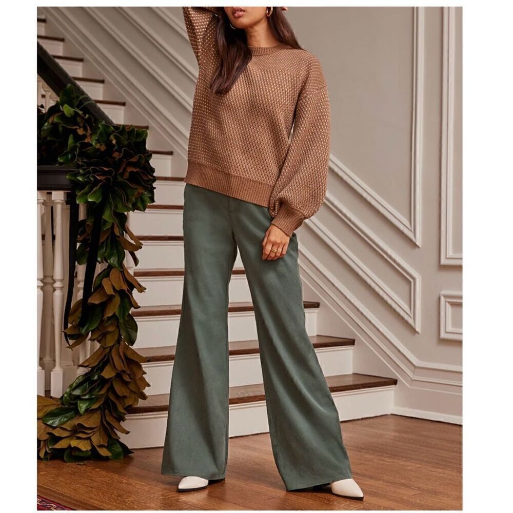 Summersalt Women’s Olive Green The Easy High-Waisted Flare Pant Twill Tencel Fab